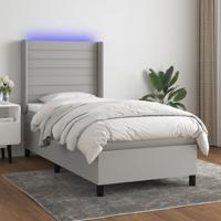 Boxspring met matras en LED stof lichtgrijs 80x200 cm
