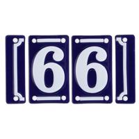 Best for Boots huisnummer 66 - met sierrand - Oudhollands - emaille - blauw/wit Best for Boots huisnummer 66 - met sierrand - Oudhollands - emaille - blauw/wit