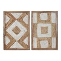 Schilderij Home ESPRIT Wit Natuurlijk Geometrisch Boho 40 x 3 x 60 cm (2 Stuks)