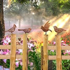 4 stks/set metalen vogels tuinornamenten, ijzeren tuin binnenplaats vogel decoratie Lightinthebox