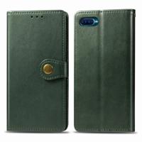 Voor OPPO Reno een retro effen kleur lederen gesp telefoon geval met Lanyard & fotolijstjes & kaartsleuf & portemonnee & stand functie (groen)