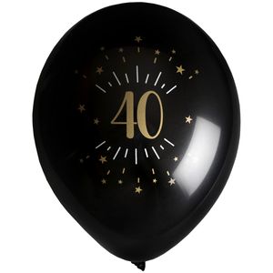 Verjaardag leeftijd ballonnen 40 jaar - 8x - zwart/goud - 23 cm - Feestartikelen/versieringen