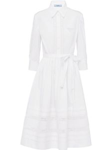 Prada robe-chemise à détails en dentelle - Blanc