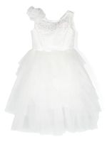 Monnalisa robe en tulle à ornements en cristal - Blanc