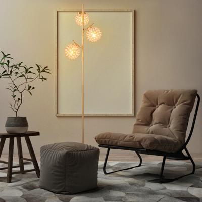 Vloerlamp met 3 Globes Boomlamp met Voetschakelaar 3 E27-Lampvoeten Stevige Metalen Paal Verzwaarde Voet Moderne Vloerlamp