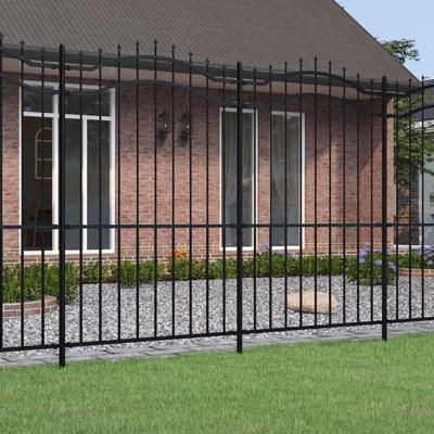 Tuinhek met spijlpunten 222 cm gepoedercoat staal zwart
