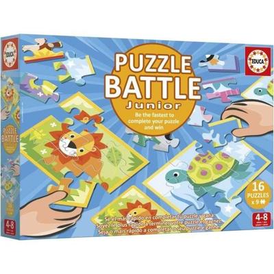 Puzzel - EDUCA - Battle Jr Animals - 16 puzzels - 9 stukjes per puzzel - Voor kinderen vanaf 4 jaar