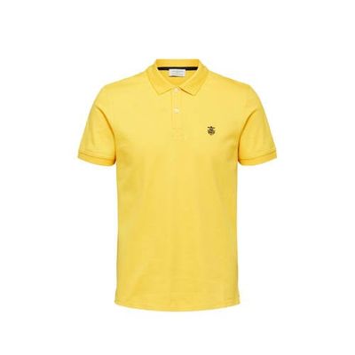 SELECTED HOMME slim fit polo Aro met biologisch katoen geel