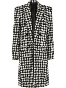 Balmain manteau croisé à motif pied-de-poule - Noir