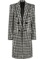 Balmain manteau croisé à motif pied-de-poule - Noir