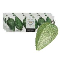 Kersthangers dennenappels - 18x st - groen - glitter - 8 cm - kunststof - kerstversiering