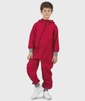 Waterproof Softshell Overall Comfy Intense Red Striped Cuffs Jumpsuit - thumbnail