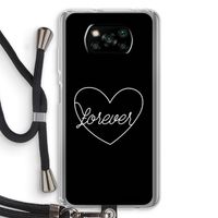 Forever heart black: Xiaomi Poco X3 NFC Transparant Hoesje met koord