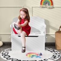 3 in 1 Kinderen Activiteitentafel set met Bureau & Bankje & Opbergdoos voor Kleuterschool Kinderkamer Woonkamer Wit