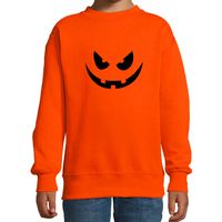 Pompoen gezicht halloween verkleed sweater oranje voor kinderen - thumbnail