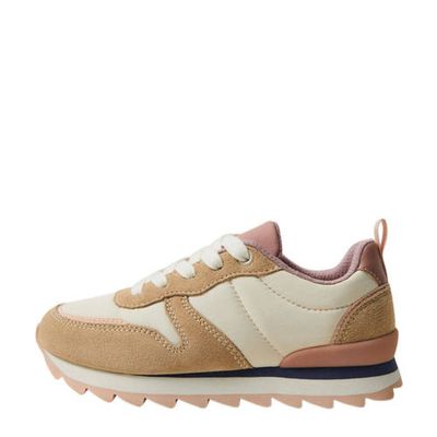 Mango Kids suède sneakers beige/roze
