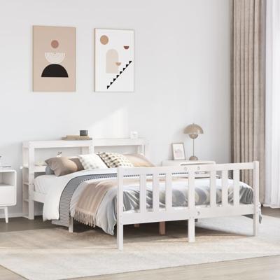 Bedframe met hoofdeinde zonder matras 140x200 cm wit