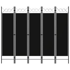 Kamerscherm met 5 panelen 200x180 cm zwart