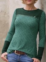 Round Neck Long Sleeve Casual Cotton-Blend Top