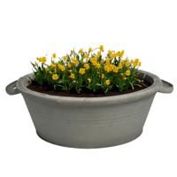 Plantenpot/bloempot teil Farmer - rond - zink - donkergrijs - D26 X H12.5 cm