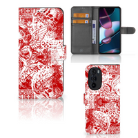 Telefoonhoesje met Naam Motorola Edge 30 Pro Angel Skull Rood