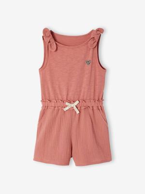 Combishort voor meisjes van twee materialen oudroze