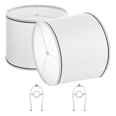 VEVOR Drumlampenkap 290 x 320 x 245 mm (boven x onder x hoog), 2 middelgrote vervangende kappen van linnen + PVC, lampenkap met harp voor tafellampen en staande lampen (wit met zwarte rand)