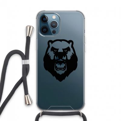 Angry Bear (black): iPhone 13 Pro Max Transparant Hoesje met koord