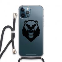 Angry Bear (black): iPhone 13 Pro Max Transparant Hoesje met koord
