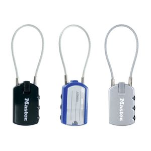 Masterlock 30mm address tag padlock - zinc body - 15cm steel cable with vinyl cov - 4684EURD