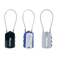 Masterlock 30mm address tag padlock - zinc body - 15cm steel cable with vinyl cov - 4684EURD - thumbnail