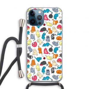 Kleurrijke katten: iPhone 12 Pro Transparant Hoesje met koord