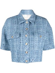 SANDRO short-sleeve tweed jacket - Bleu