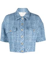 SANDRO short-sleeve tweed jacket - Bleu - thumbnail