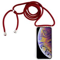 Vierhoek anti-val transparante TPU mobiele telefoon geval met Lanyard voor iPhone XS Max (rood)