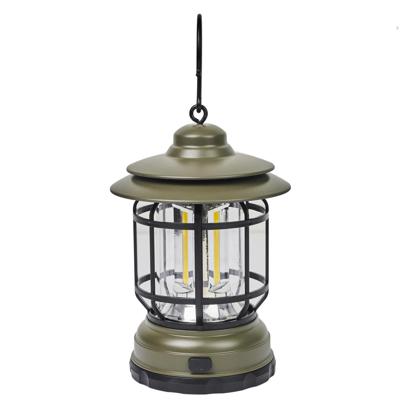 Portable campinglamp/stormlantaarn - metaal - met haak - groen - h17 cm