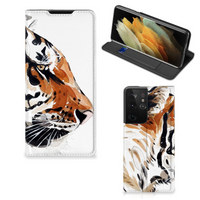 Bookcase Samsung Galaxy S21 Ultra Watercolor Tiger - thumbnail