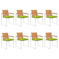 Tuinstoelen 8 st met kussens massief acaciahout