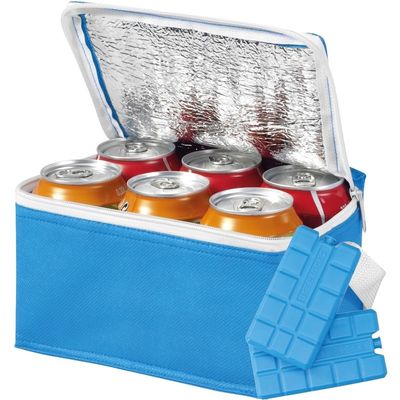 Kleine blauwe koeltas met 2x koelelementen set