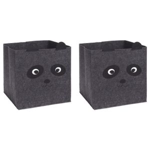 2x stuks opbergmand vilt kinderkamer - dieren thema panda - 32 x 32 x 32 cm