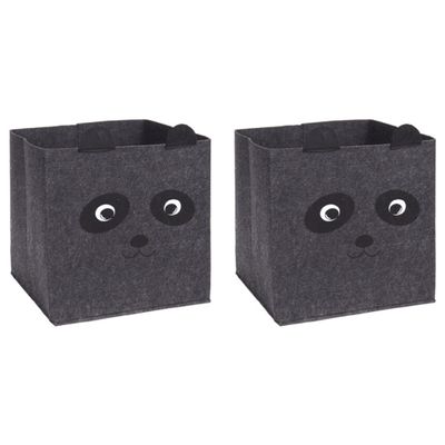 2x stuks opbergmand vilt kinderkamer - dieren thema panda - 32 x 32 x 32 cm