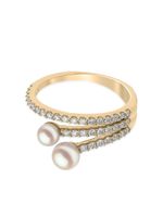 Yoko London bague Sleek en or 18ct ornées de perles d'Akoya et diamants - thumbnail