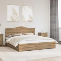 Bedframe met hoofdeinde Artisan Eiken 180 x 200 cm Bewerkt hout