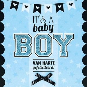 Geboorte Kaart &apos;It&apos;s a Baby Boy&apos; Blauw