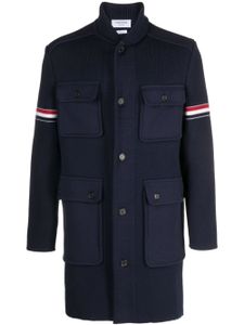 Thom Browne manteau nervuré à bandes RWB - Bleu