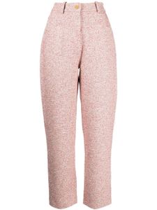 Paule Ka pantalon crop en tweed à taille haute - Rose