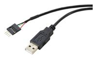 Renkforce USB-kabel USB 2.0 Shrouded header 4-polig, USB-A stekker 0.40 m Zwart Afscherming gevlochten RF-5719750