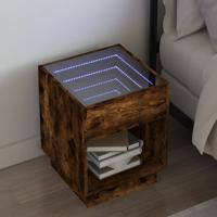 Nachtkastje met Infinity LED 40x40x50 cm bruin eikenkleurig