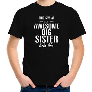 Awesome big sister/ grote zus kado shirt voor meisjes / kinderen zwart XL (158-164)  -