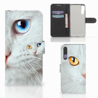 Huawei P20 Pro | Telefoonhoesje | Met pasjeshouder | Witte Kat
